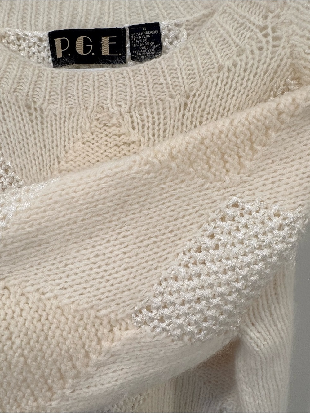 P.G.E. Lambswool & Angora Rabbit Hair Blend Diamond Knit Sweater | S - Picture 9 of 13